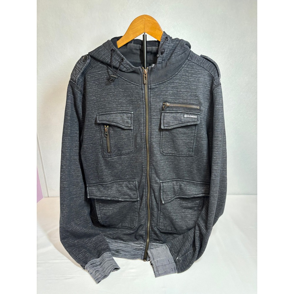 Element Mens‎ XL Full Zip Hoodie Charcoal Grey Space Dye Utility Jacket Fleece